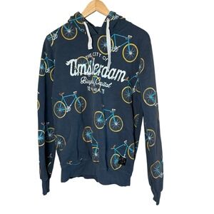 Fox Originals Amsterdam Graphic Bicycles Holland Hoodie Large Novelty Bikes Blue